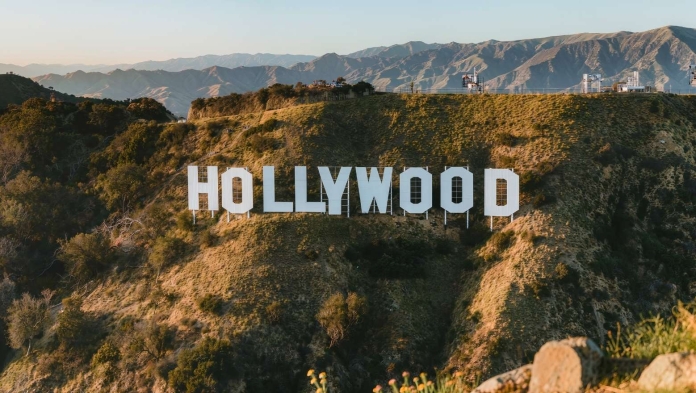 Hollywood sign overlooking Los Angeles hills, illustrating the debate around AI in the film industry